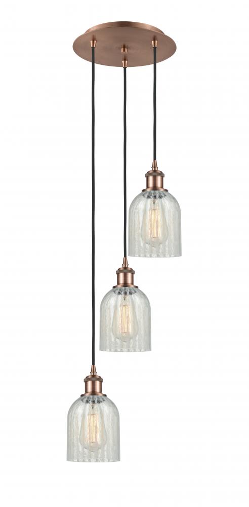 Caledonia - 3 Light - 12 inch - Antique Copper - Cord Hung - Multi Pendant