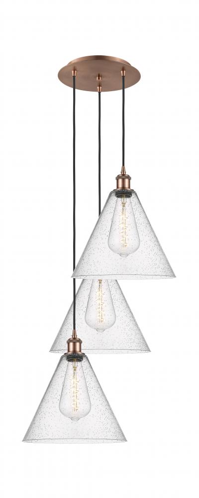 Berkshire - 3 Light - 19 inch - Antique Copper - Cord Hung - Multi Pendant