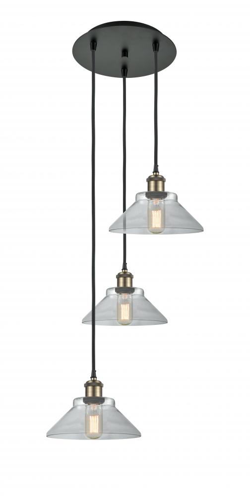 Orwell - 3 Light - 15 inch - Black Antique Brass - Cord Hung - Multi Pendant