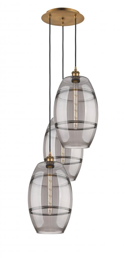 Vaz - 3 Light - 17 inch - Brushed Brass - Cord hung - Multi Pendant