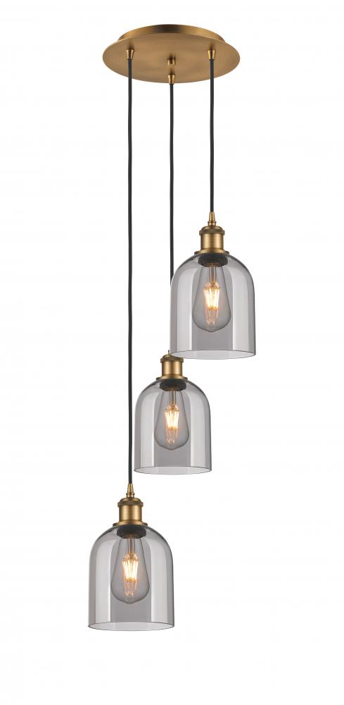 Bella - 3 Light - 12 inch - Brushed Brass - Cord hung - Multi Pendant