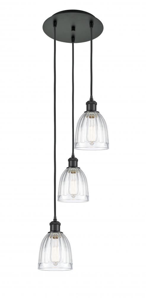 Brookfield - 3 Light - 12 inch - Matte Black - Cord Hung - Multi Pendant