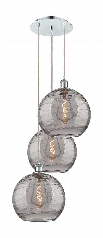 Athens Deco Swirl - 3 Light - 19 inch - Polished Chrome - Cord hung - Multi Pendant