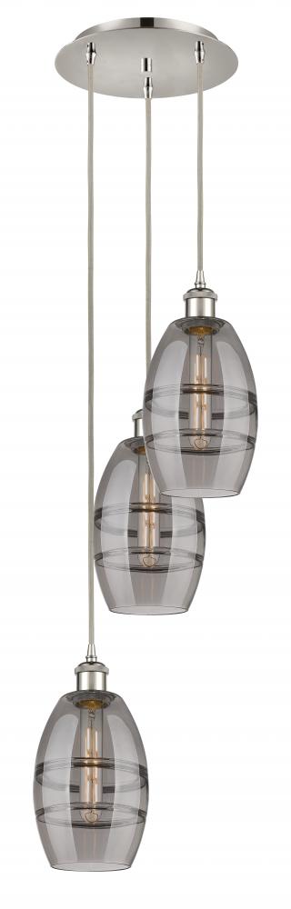 Vaz - 3 Light - 12 inch - Polished Nickel - Cord hung - Multi Pendant