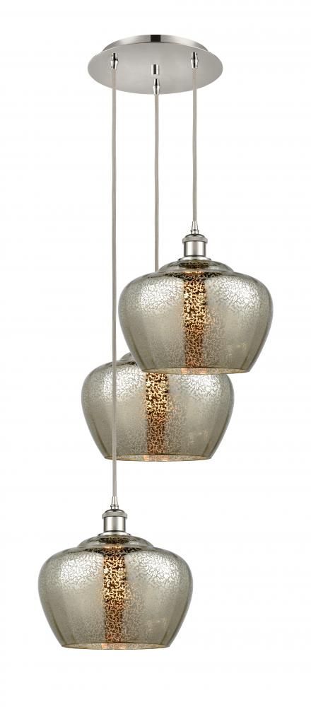 Fenton - 3 Light - 18 inch - Polished Nickel - Cord Hung - Multi Pendant