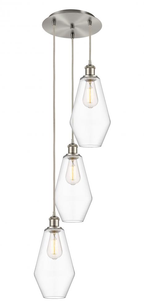 Cindyrella - 3 Light - 14 inch - Brushed Satin Nickel - Cord Hung - Multi Pendant