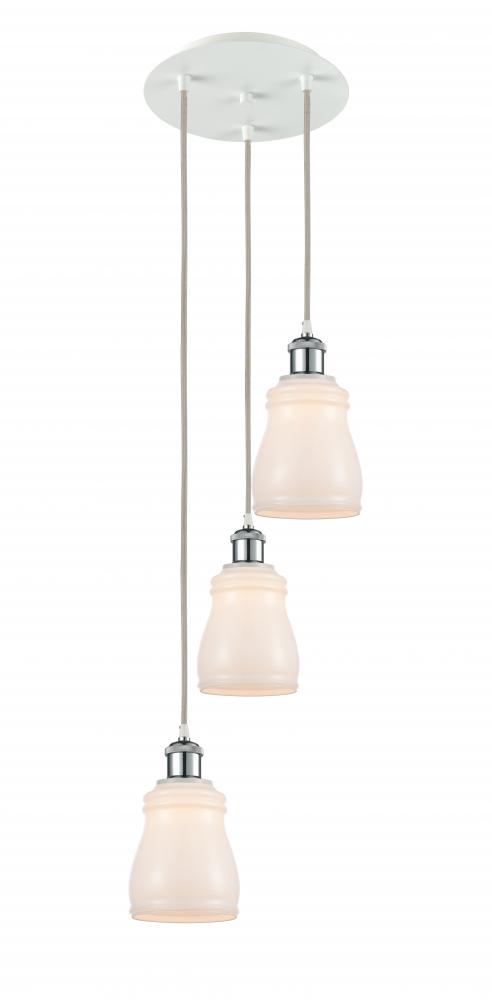 Ellery - 3 Light - 12 inch - White Polished Chrome - Cord Hung - Multi Pendant