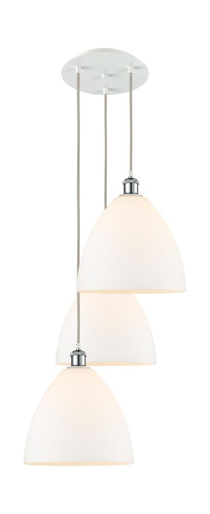 Bristol - 3 Light - 19 inch - White Polished Chrome - Cord Hung - Multi Pendant