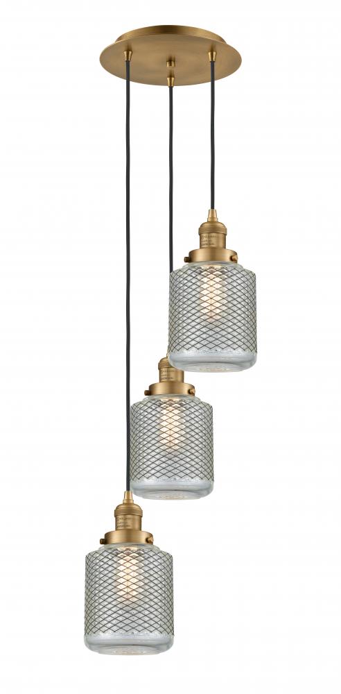 Stanton - 3 Light - 13 inch - Brushed Brass - Cord hung - Multi Pendant