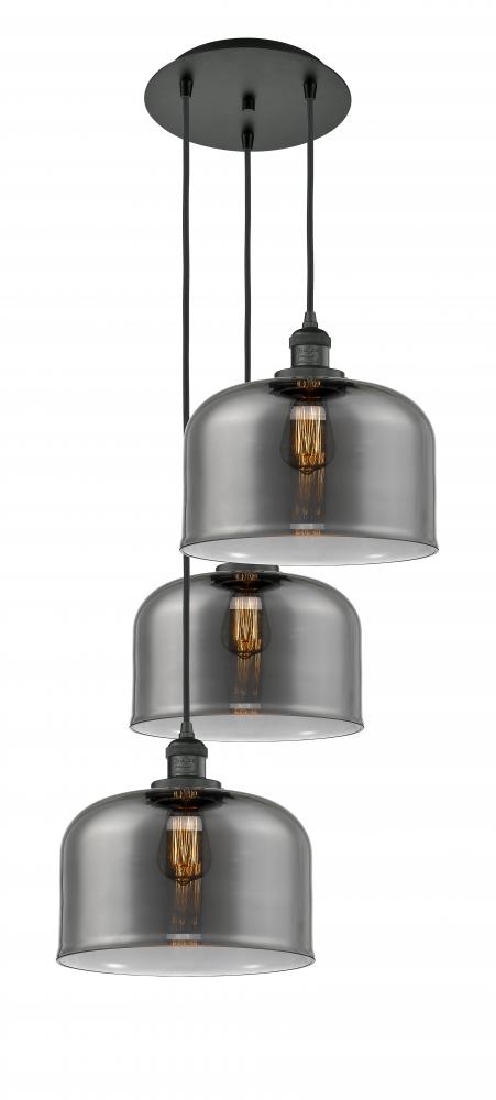 Cone - 3 Light - 18 inch - Matte Black - Cord hung - Multi Pendant