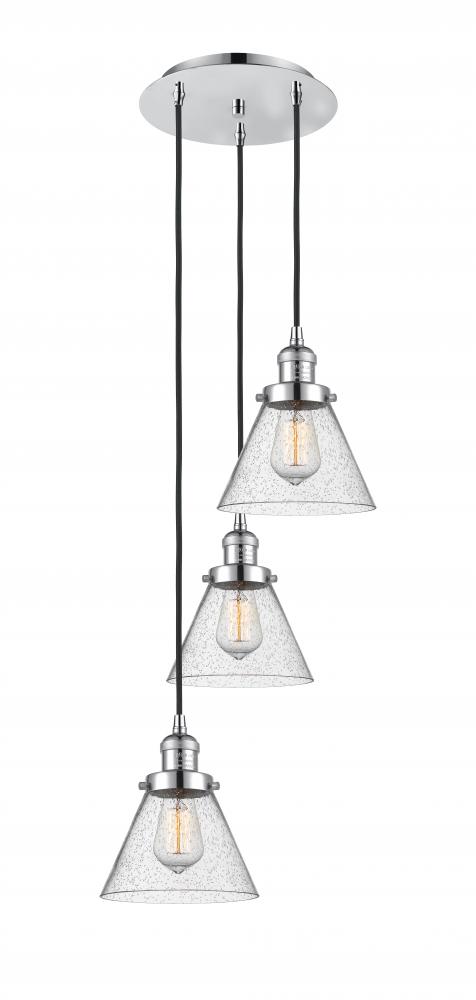 Cone - 3 Light - 14 inch - Polished Chrome - Cord hung - Multi Pendant