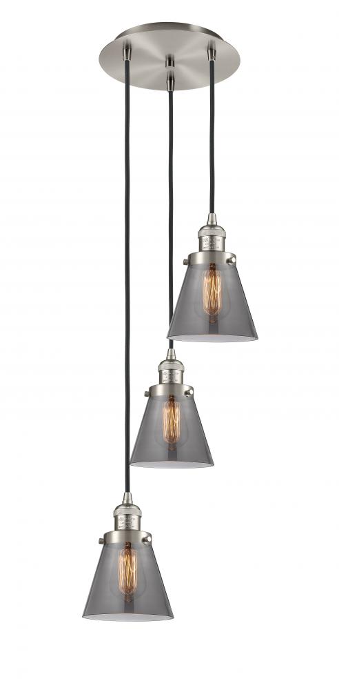 Cone - 3 Light - 13 inch - Brushed Satin Nickel - Cord hung - Multi Pendant