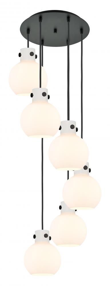 Newton Sphere - 6 Light - 19 inch - Matte Black - Cord hung - Multi Pendant