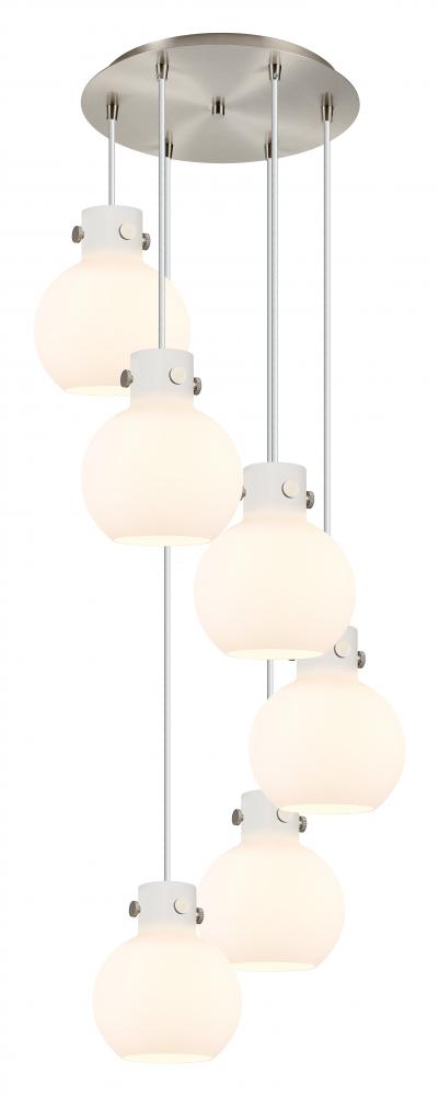 Newton Sphere - 6 Light - 19 inch - Brushed Satin Nickel - Cord hung - Multi Pendant