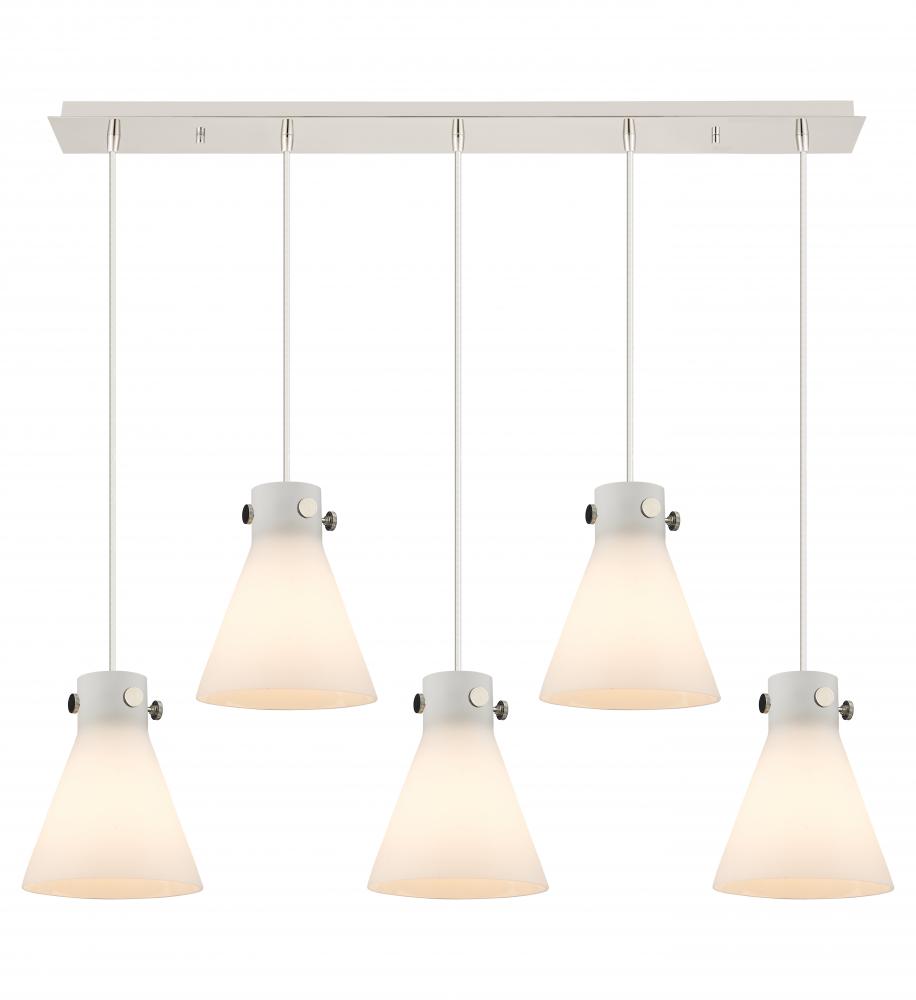 Newton Cone - 5 Light - 40 inch - Polished Nickel - Linear Pendant