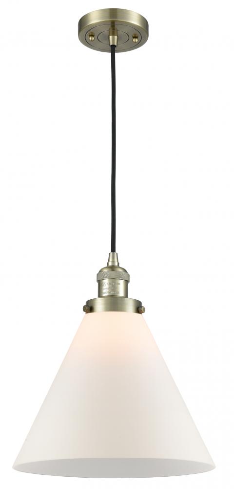 Cone - 1 Light - 12 inch - Antique Brass - Cord hung - Mini Pendant