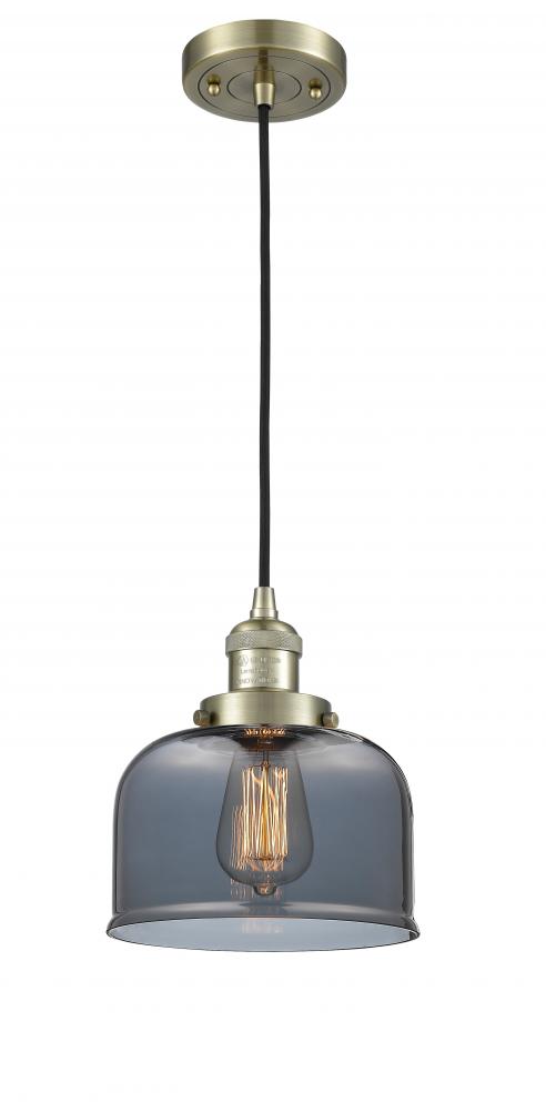 Bell - 1 Light - 8 inch - Antique Brass - Cord hung - Mini Pendant