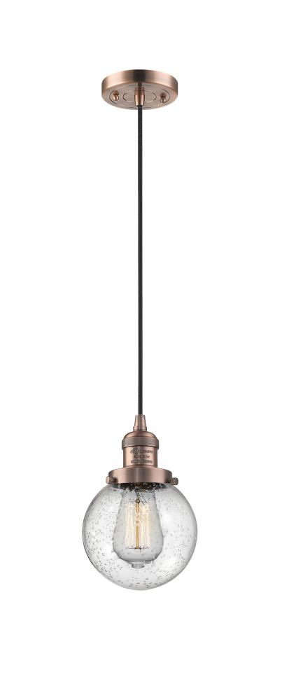 Beacon - 1 Light - 6 inch - Antique Copper - Cord hung - Mini Pendant