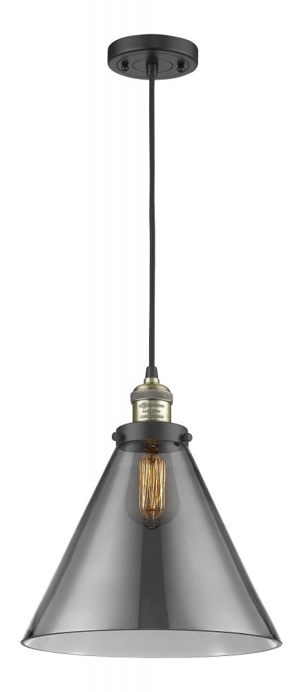 Cone - 1 Light - 12 inch - Black Antique Brass - Cord hung - Mini Pendant