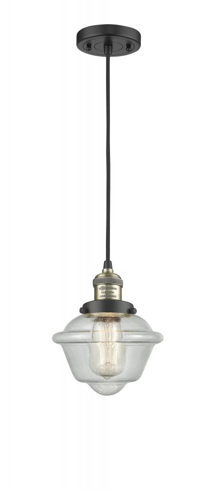 Oxford - 1 Light - 7 inch - Black Antique Brass - Cord hung - Mini Pendant