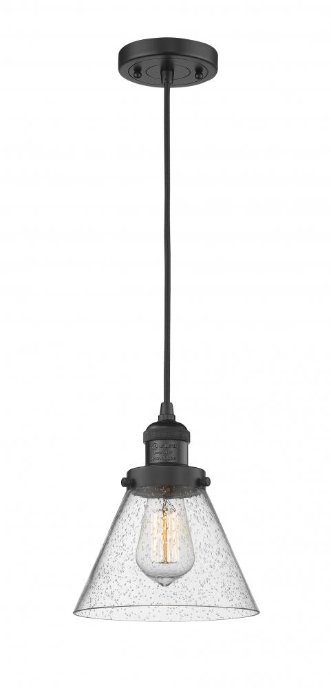 Cone - 1 Light - 8 inch - Matte Black - Cord hung - Mini Pendant