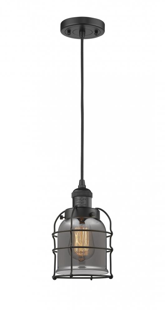 Bell Cage - 1 Light - 6 inch - Matte Black - Cord hung - Mini Pendant