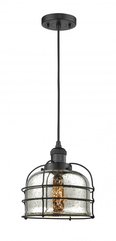 Bell Cage - 1 Light - 9 inch - Matte Black - Cord hung - Mini Pendant