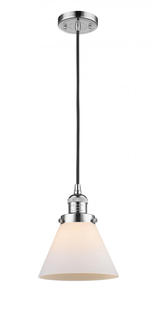 Cone - 1 Light - 8 inch - Polished Chrome - Cord hung - Mini Pendant