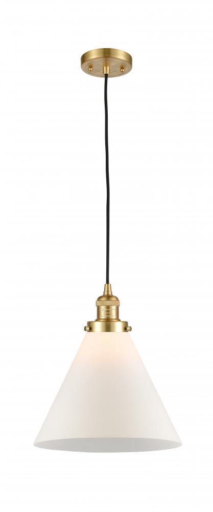 Cone - 1 Light - 12 inch - Satin Gold - Cord hung - Mini Pendant