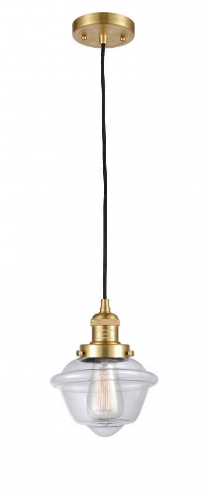 Oxford - 1 Light - 7 inch - Satin Gold - Cord hung - Mini Pendant