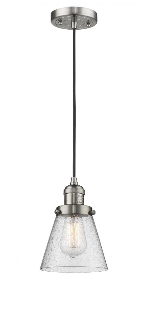 Cone - 1 Light - 6 inch - Brushed Satin Nickel - Cord hung - Mini Pendant