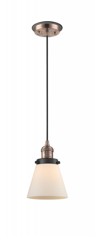 Cone - 1 Light - 6 inch - Antique Copper - Cord hung - Mini Pendant