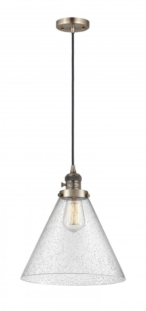 Cone - 1 Light - 12 inch - Antique Brass - Cord hung - Mini Pendant