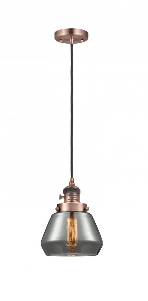 Fulton - 1 Light - 7 inch - Antique Copper - Cord hung - Mini Pendant