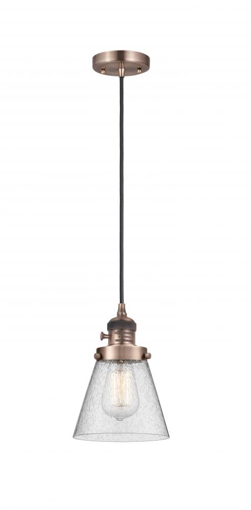 Cone - 1 Light - 6 inch - Antique Copper - Cord hung - Mini Pendant