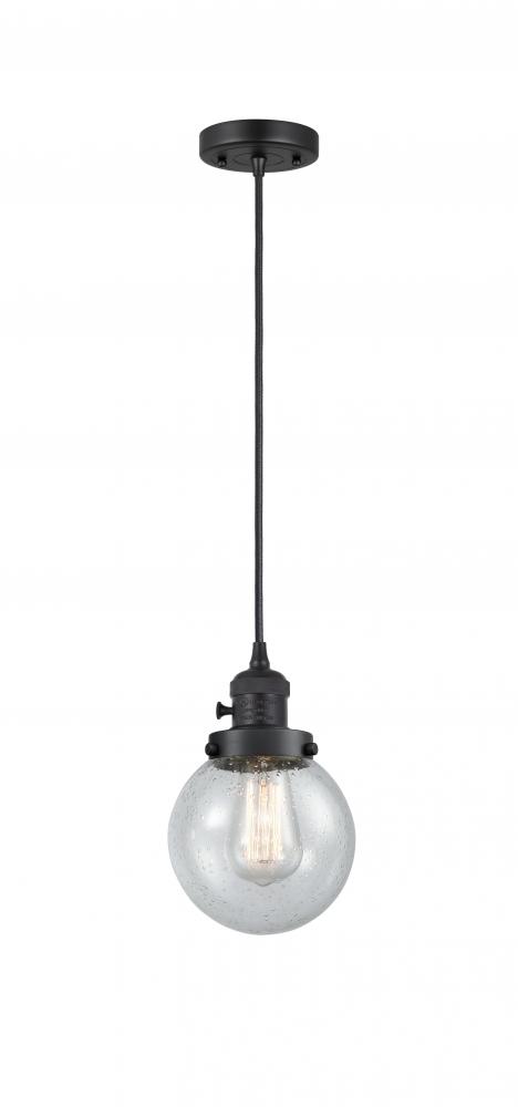 Beacon - 1 Light - 6 inch - Matte Black - Cord hung - Mini Pendant