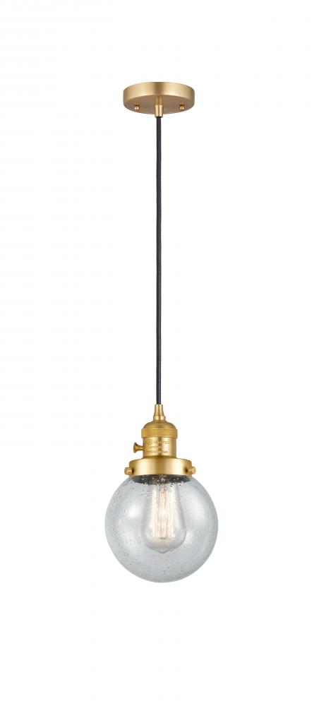 Beacon - 1 Light - 6 inch - Satin Gold - Cord hung - Mini Pendant