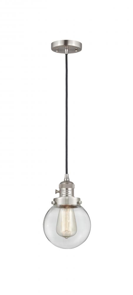 Beacon - 1 Light - 6 inch - Brushed Satin Nickel - Cord hung - Mini Pendant