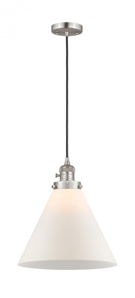 Cone - 1 Light - 12 inch - Brushed Satin Nickel - Cord hung - Mini Pendant