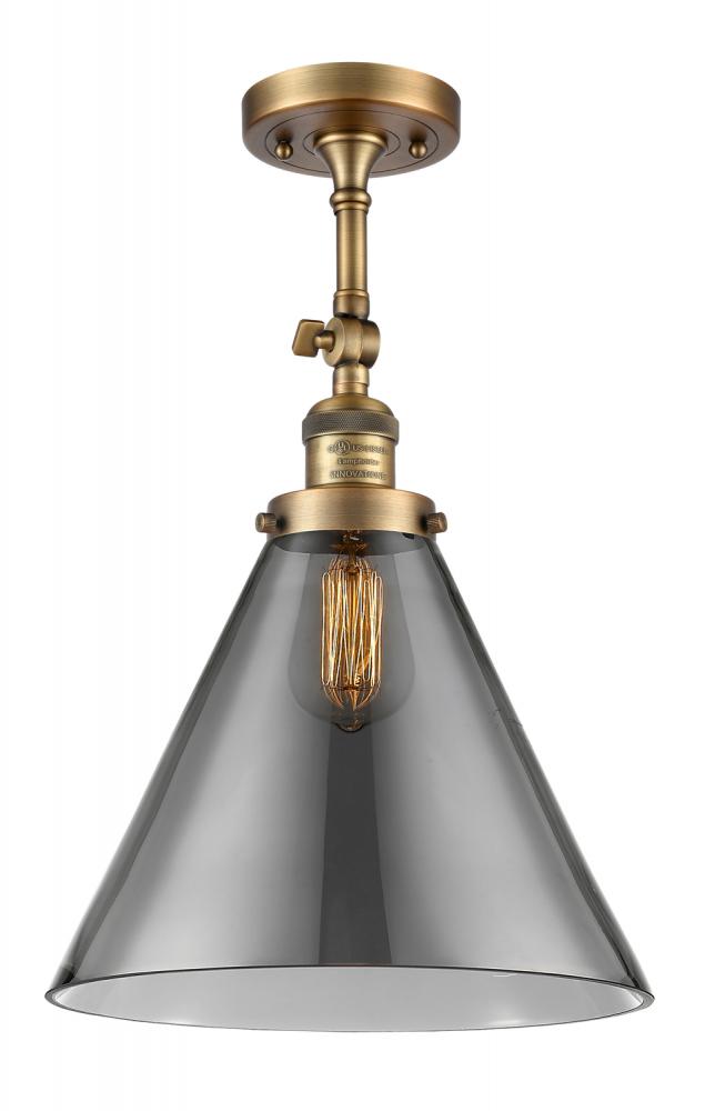 Cone - 1 Light - 12 inch - Brushed Brass - Semi-Flush Mount