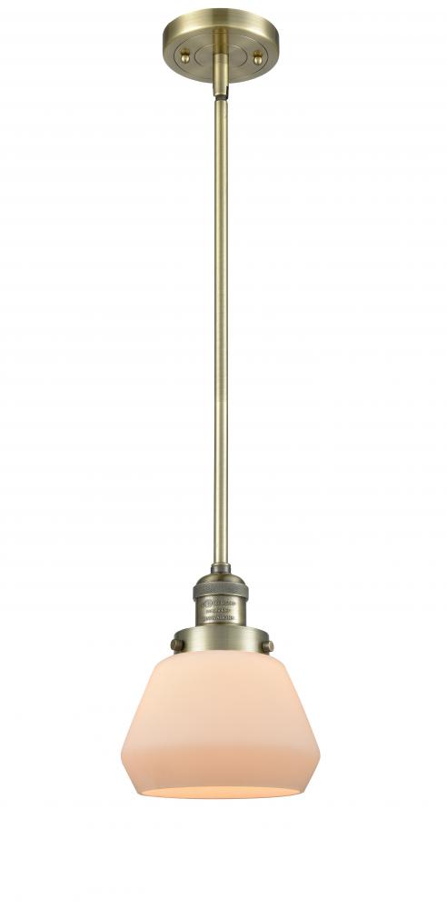 Fulton - 1 Light - 7 inch - Antique Brass - Stem Hung - Mini Pendant