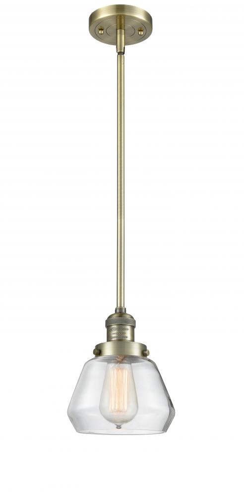 Fulton - 1 Light - 7 inch - Antique Brass - Stem Hung - Mini Pendant