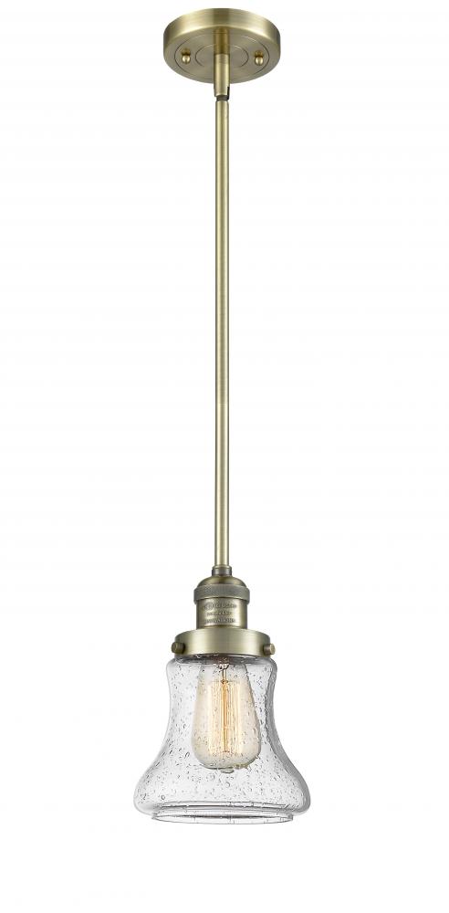 Bellmont - 1 Light - 7 inch - Antique Brass - Stem Hung - Mini Pendant