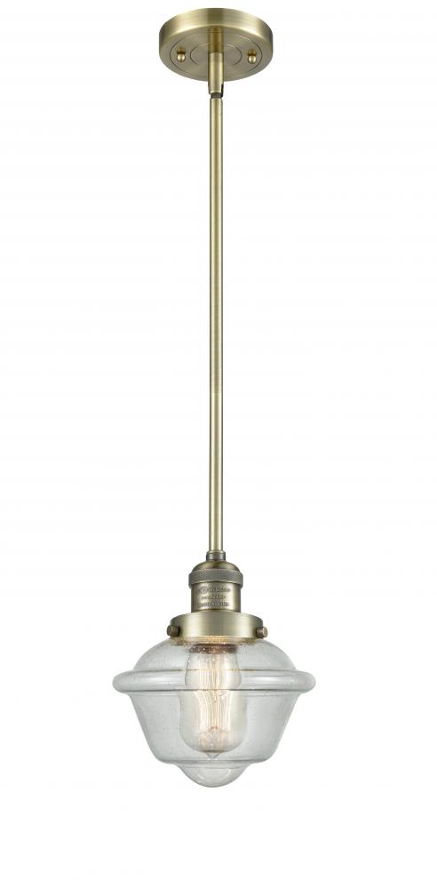 Oxford - 1 Light - 8 inch - Antique Brass - Stem Hung - Mini Pendant