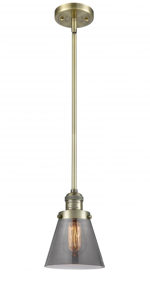 Cone - 1 Light - 6 inch - Antique Brass - Stem Hung - Mini Pendant