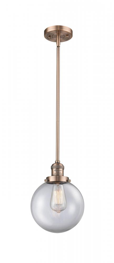 Beacon - 1 Light - 8 inch - Antique Copper - Stem Hung - Mini Pendant