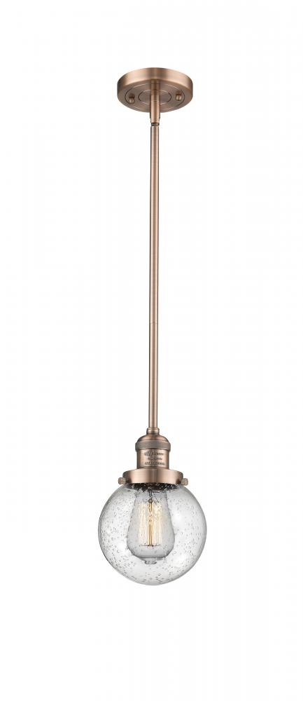 Beacon - 1 Light - 6 inch - Antique Copper - Stem Hung - Mini Pendant