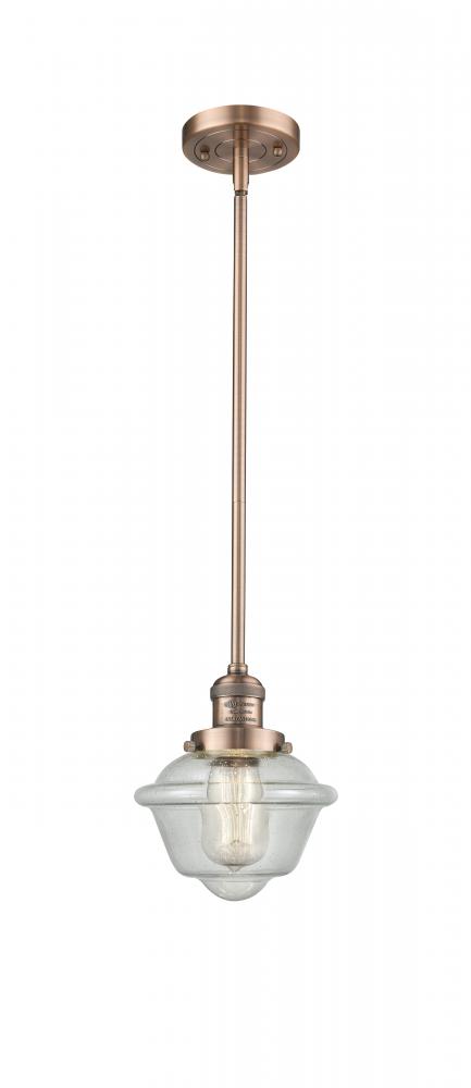 Oxford - 1 Light - 8 inch - Antique Copper - Stem Hung - Mini Pendant