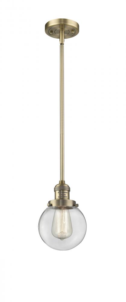 Beacon - 1 Light - 6 inch - Brushed Brass - Stem Hung - Mini Pendant