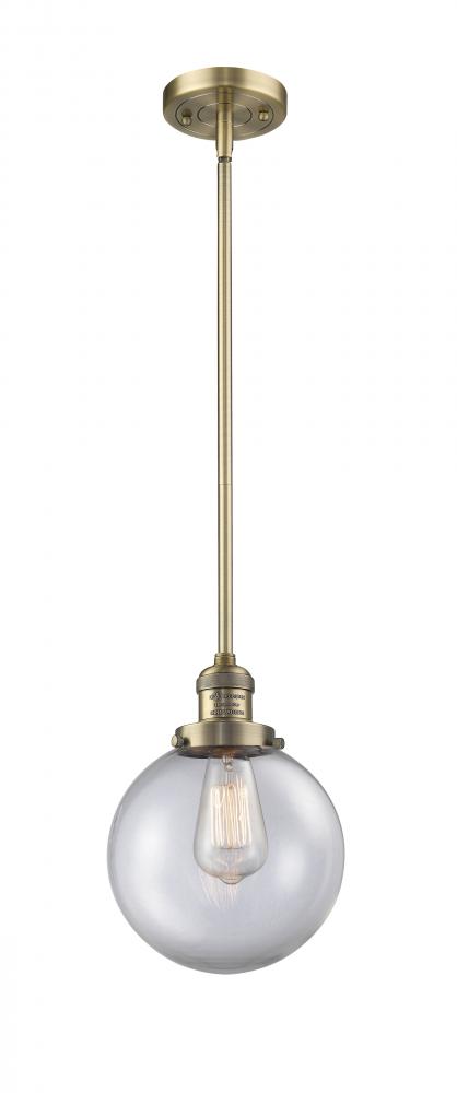 Beacon - 1 Light - 8 inch - Brushed Brass - Stem Hung - Mini Pendant